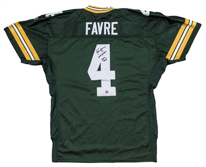 2002 Brett Favre Game Used, Signed & Inscribed Green Bay Packers Home Jersey (Favre LOA & PSA/DNA)